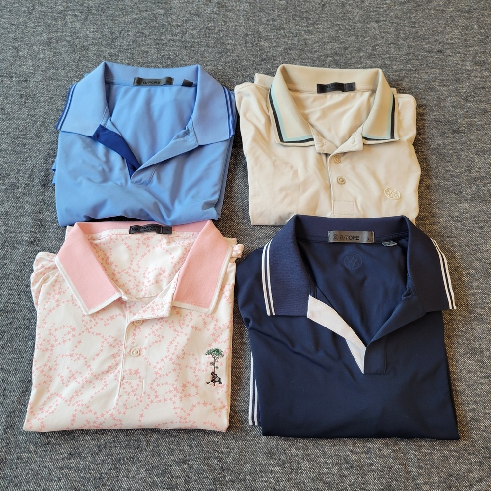 G/FORE Polo Shirt Men's XL Blue Stars AOP Golf Performance Stretch Lot of 4